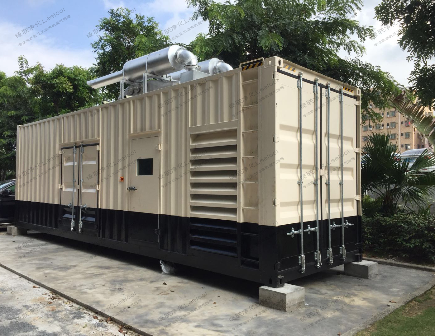 辦公大廈備用柴油發(fā)電機組尾氣黑煙凈化器